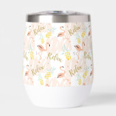 Rosa Flamingo-Ananas-Monogramm Initial (Vorderseite)
