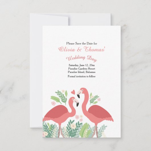 Rosa Flamingo Ankündigung Datum freihalten (Vorderseite)