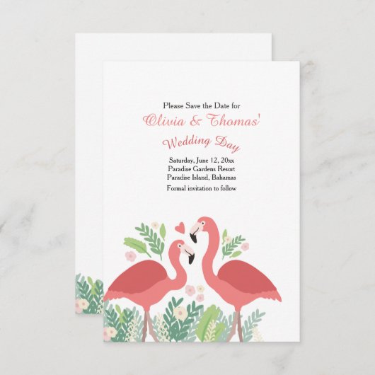 Rosa Flamingo Ankündigung Datum freihalten (Vorne/Hinten)