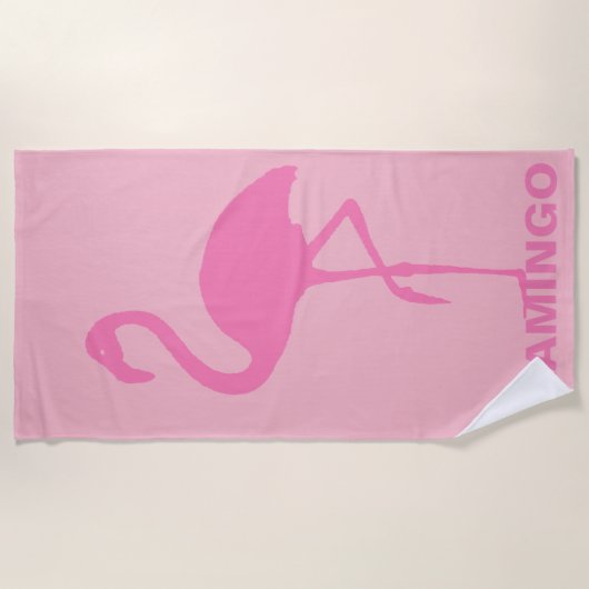 Rosa Flamingo anpassbar Strandtuch (Vorderseite)