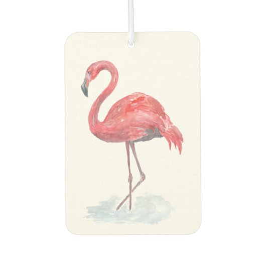 Rosa Flamingo, Aquarell. Autolufterfrischer (Vorderseite)