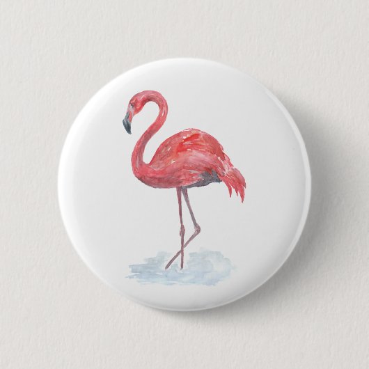Rosa Flamingo Aquarell. Button (Vorderseite)
