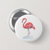 Rosa Flamingo Aquarell. Button (Vorne & Hinten)