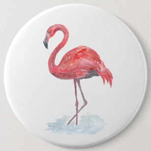 Rosa Flamingo, Aquarell. Button