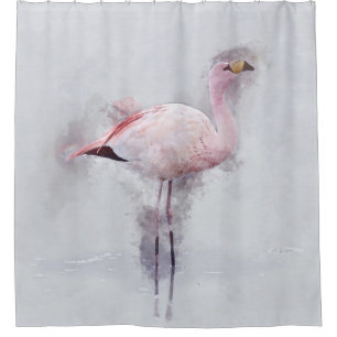 Rosa Flamingo-Aquarell Duschvorhang