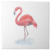 Rosa Flamingo, Aquarell. Fliese (Vorderseite)