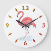 Rosa Flamingo Aquarell. Große Wanduhr (Vorderseite)
