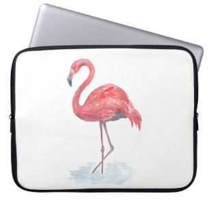 Rosa Flamingo, Aquarell. Laptopschutzhülle