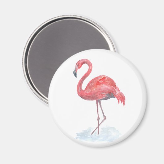 Rosa Flamingo Aquarell. Magnet (Vorderseite/Rückseite)