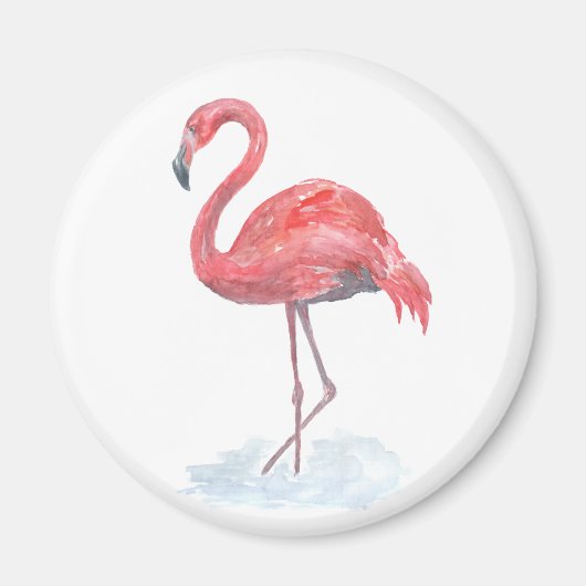 Rosa Flamingo Aquarell. Magnet (Vorne)