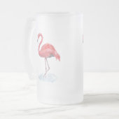 Rosa Flamingo, Aquarell. Mattglas Bierglas (Vorderseite Links)
