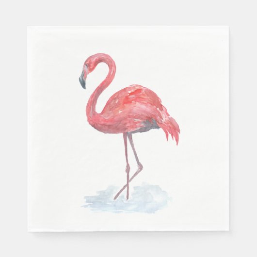 Rosa Flamingo, Aquarell. Serviette (Vorderseite)