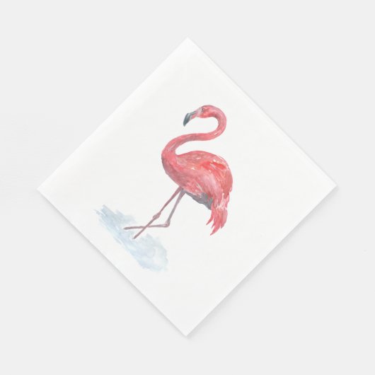 Rosa Flamingo, Aquarell. Serviette (Ecke)