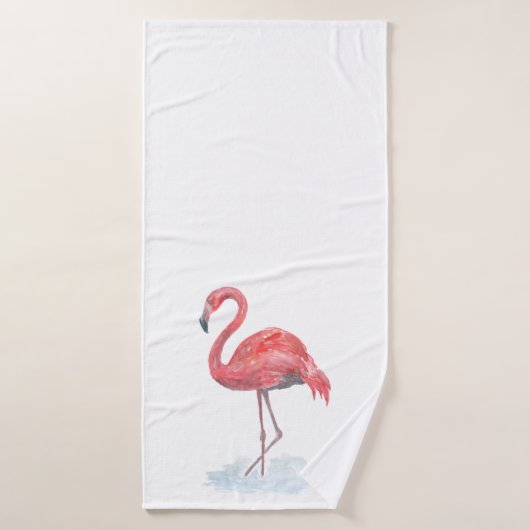 Rosa Flamingo, Aquarell. Waschlappen Badhandtuch Set (Badehandtuch)