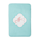 Rosa Flamingo auf Aqua-Hintergrund Badematte (Vorderseite Vertikal)