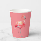 Rosa Flamingo auf rosa Papiertassen Pappbecher (Rückseite)