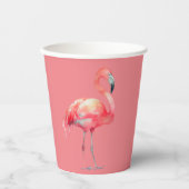 Rosa Flamingo auf rosa Papiertassen Pappbecher (Vorderseite)