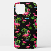 Rosa Flamingo auf schwarz Case-Mate iPhone Hülle (Rückseite)