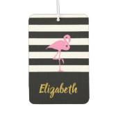 Rosa Flamingo auf Schwarz und Weiß Autolufterfrischer (Vorderseite)
