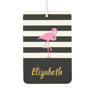 Rosa Flamingo auf Schwarz und Weiß Autolufterfrischer