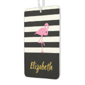 Rosa Flamingo auf Schwarz und Weiß Autolufterfrischer (Links)