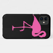 Rosa Flamingo auf schwarzem Hintergrund Case-Mate iPhone Hülle (Rückseite (Horizontal))