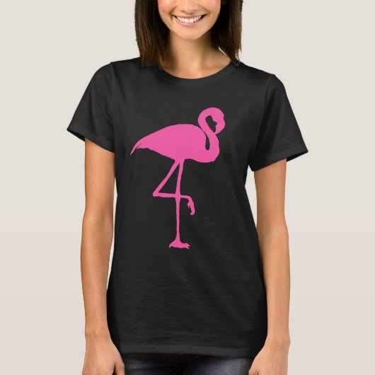 ROSA FLAMINGO auf schwarzen T - Shirts (Vorderseite)