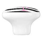 Rosa Flamingo auf schwarzen und weißen Streifen Keramikknauf (Seitenansicht)