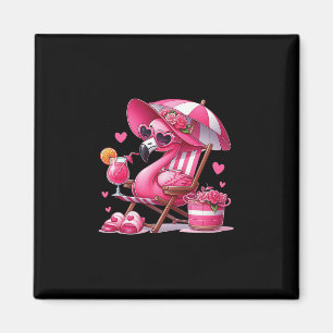 Rosa Flamingo Auf Stuhl Mit Getränk Magnet