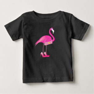 Rosa Flamingo - Baby-feines Jersey-T - Shirt 