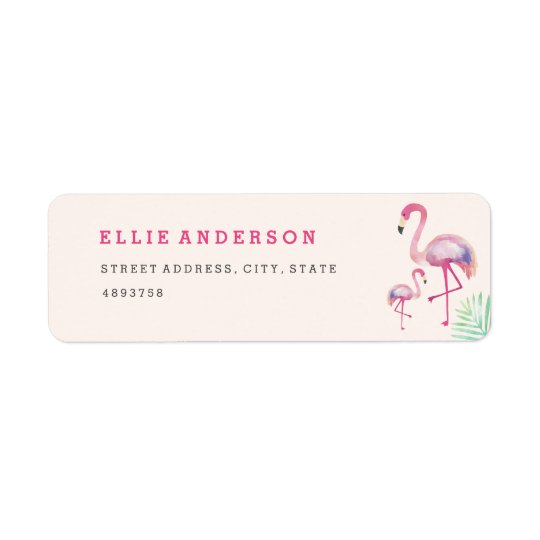 Rosa Flamingo-Babyparty-Adressen-Etikett