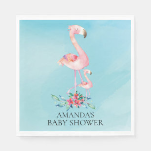 Rosa Flamingo-Babyparty-Papierservietten Serviette