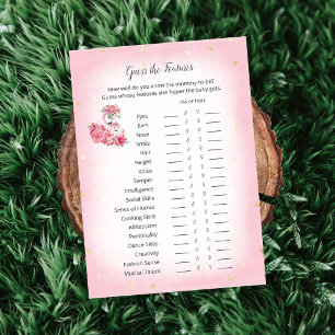 Rosa Flamingo-Ballerina-Ratespiel zur Babyparty Einladung