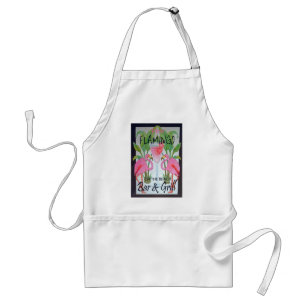 Rosa Flamingo-Bar u. Grill-Strand-Getränk-Thema Schürze