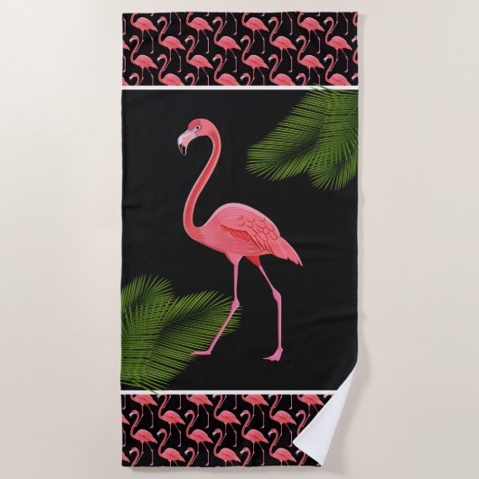 Rosa Flamingo Beach Handtuch (Vorderseite)