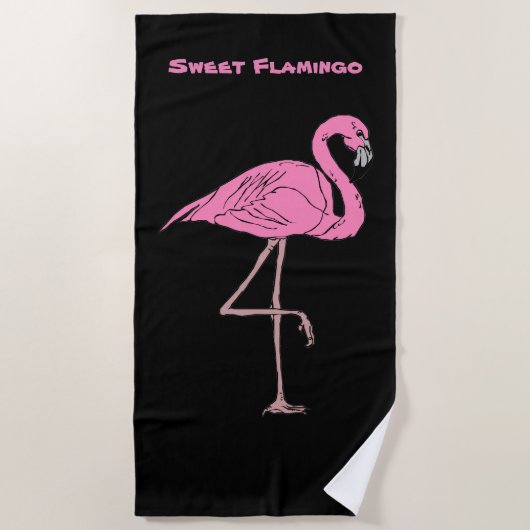 Rosa Flamingo Beach Handtuch (Vorderseite)