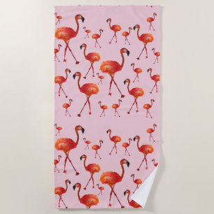 Rosa Flamingo Beach Handtuch