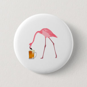 Rosa Flamingo-Bier-Liebhaber Button