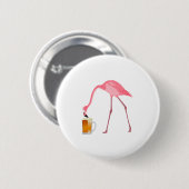 Rosa Flamingo-Bier-Liebhaber Button (Vorne & Hinten)