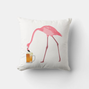 Rosa Flamingo-Bier-Liebhaber Kissen