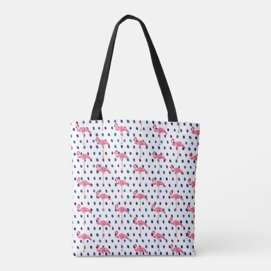 Rosa Flamingo Bird Dot Pattern Tote Beutel Tasche (Rückseite)