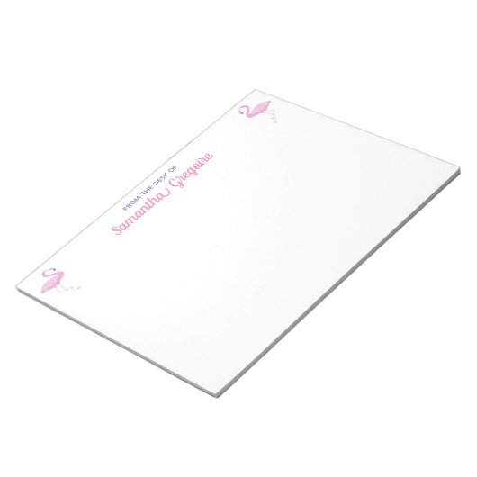 Rosa Flamingo-Bird vom Schreibtisch Notizblock (angewinkelt)