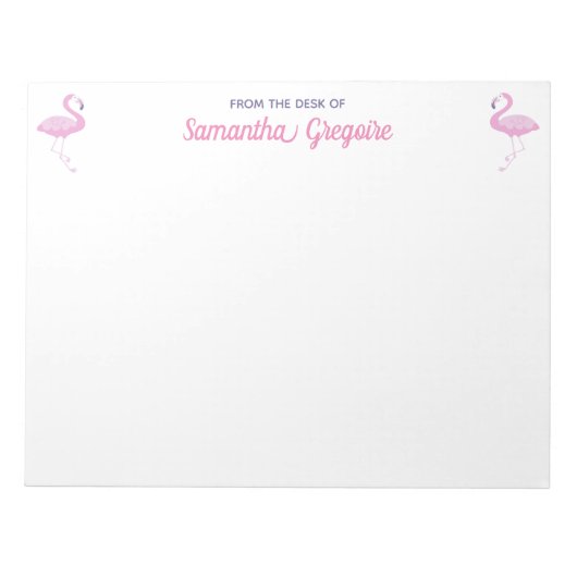 Rosa Flamingo-Bird vom Schreibtisch Notizblock (Vorderseite)