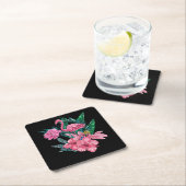 Rosa Flamingo Bird Wassercolo Artwork Rechteckiger Pappuntersetzer (Vor Ort)