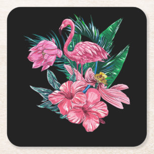 Rosa Flamingo Bird Wassercolo Artwork Rechteckiger Pappuntersetzer