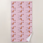 Rosa Flamingo Birds Beach Handtuch (Vorderseite)