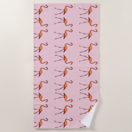 Rosa Flamingo Birds Beach Handtuch