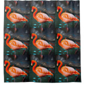 Rosa Flamingo Birds Foto Collage Bold Moderner Chi Duschvorhang (Vorderseite)
