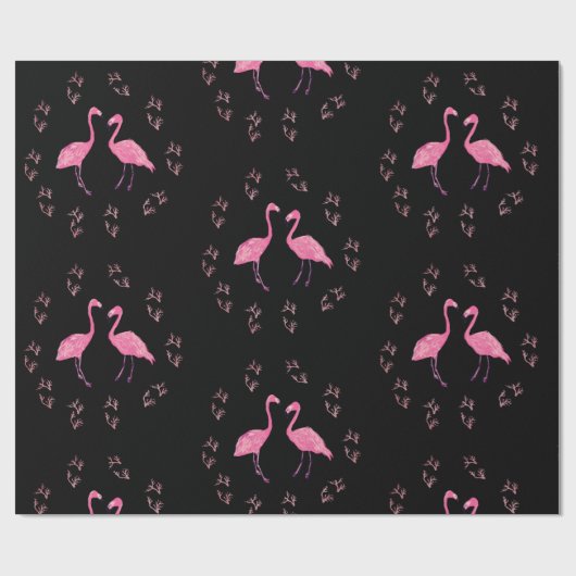 Rosa Flamingo Birds Geschenkpapier (Flach)