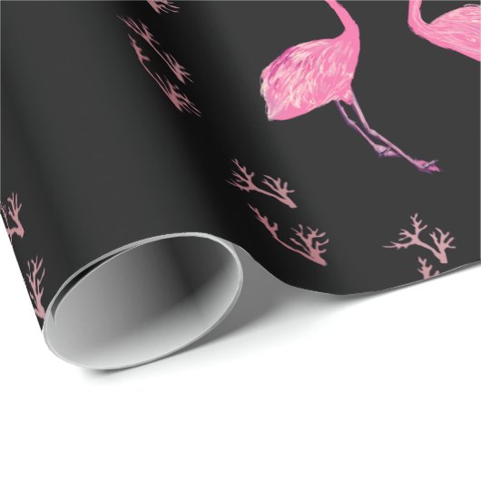 Rosa Flamingo Birds Geschenkpapier (Rolleneckpunkt)